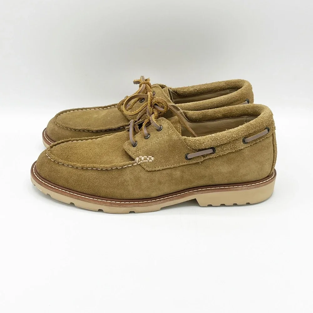 Rhodes Shoes Mens 9 Tan Suede Vibram Gumlite Moc Toe Boat Deck Casual Huckberry